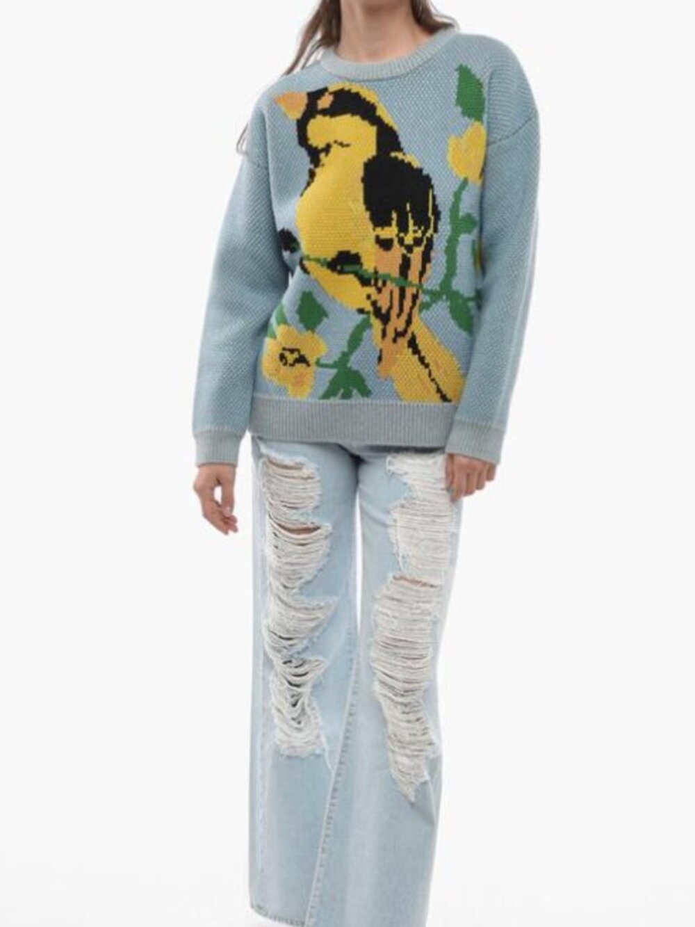Tory Burch jacquard bird sweater--SMALL--EUC